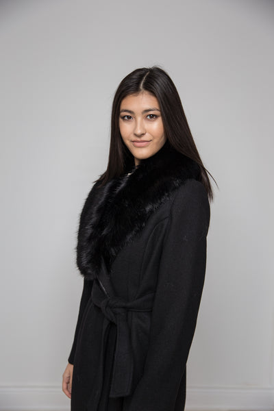 Black fur collar coat new arrivals