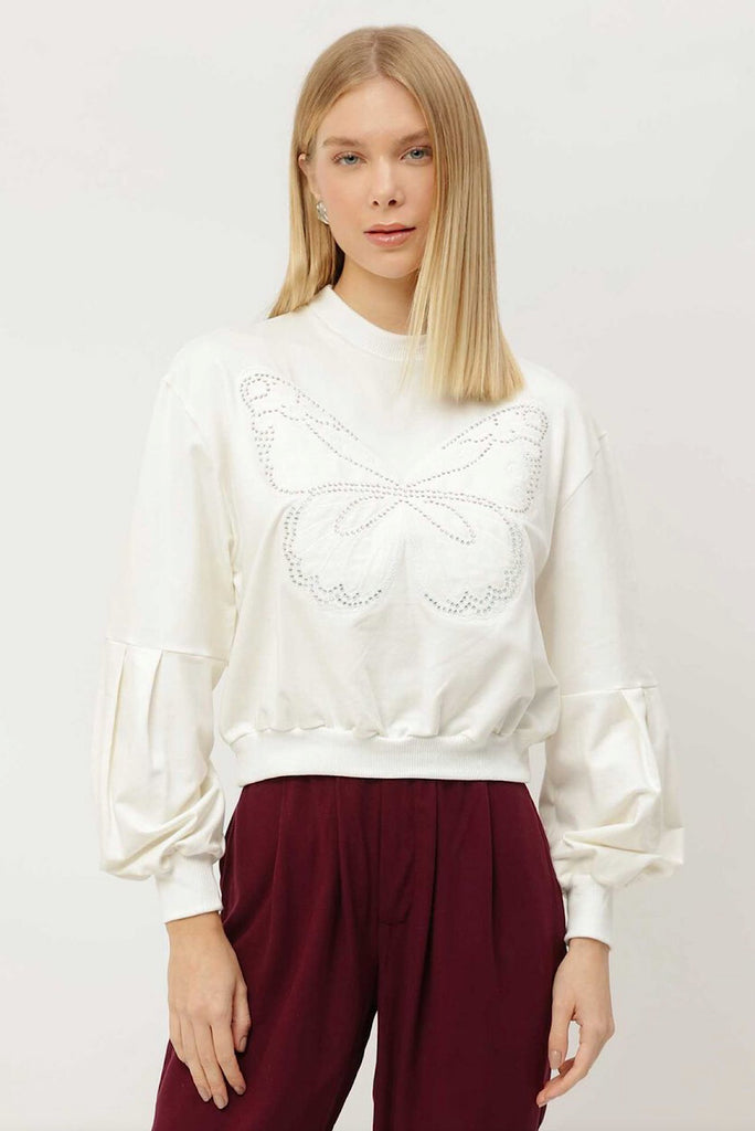 White butterfly sweater hotsell
