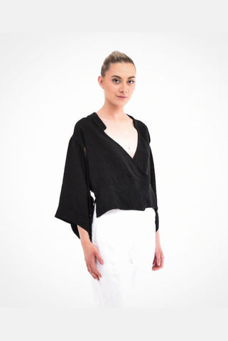 Pisina linen blouse in Black