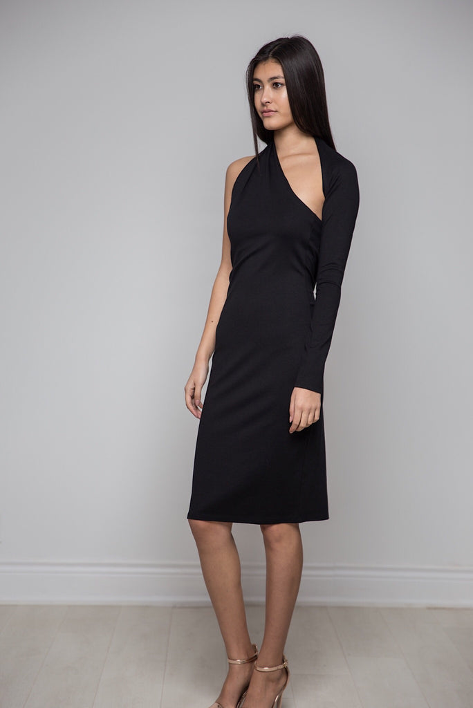 Black One Shoulder Elegant Dress LUXFINDZ