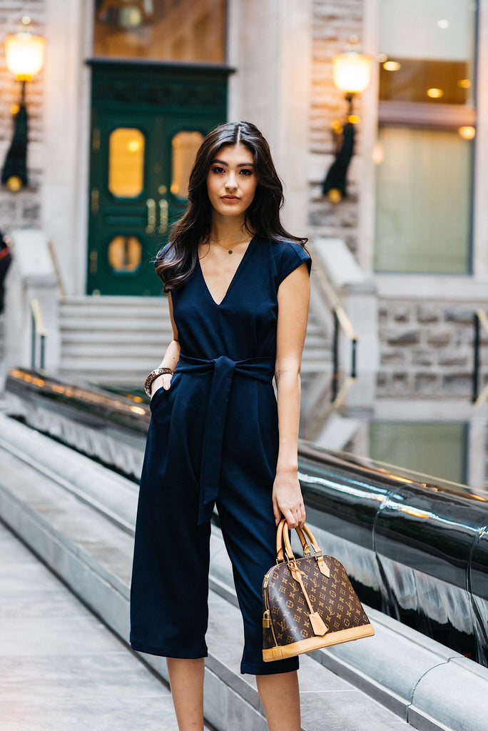 Navy blue top romper outfit