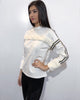 Off White Gold and White Striped Sweatshirt
