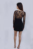 Black Plunging Long Sleeve Dress