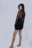 Black Plunging Long Sleeve Dress