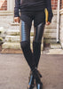 Leather ribbed accented leggings