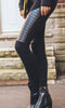 Leather ribbed accented leggings