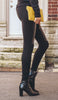 Leather ribbed accented leggings