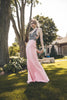 Beaded Front Soft Pink Formal Long Dress