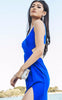 Blue Cross Front Formal Long Dress