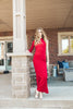 Red Formal Floor Length One Shoulder Dress