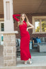 Red Formal Floor Length One Shoulder Dress