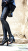 Extra Long Faux Leather Front Leggings