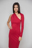 One Shoulder Asymmetric Bottom Dress in Red