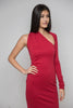 One Shoulder Asymmetric Bottom Dress in Red