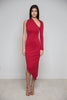 One Shoulder Asymmetric Bottom Dress in Red