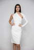 Elegant One Shoulder Dress in Off White
